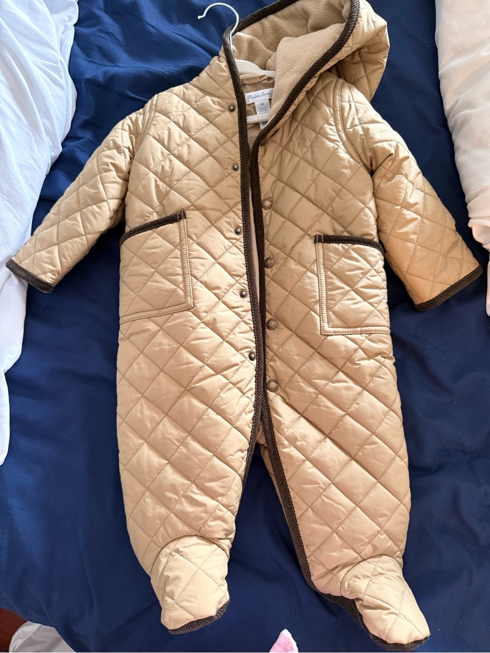 Unbranded Tan Quilted Hooded Baby snowsuit